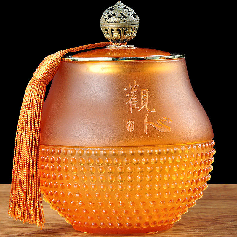 琉璃茶叶罐摆件家用大号密封罐保鲜防潮储存茶罐教师节送老师礼品