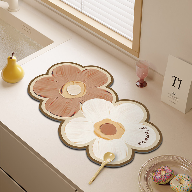 奶油风花朵厨房台面沥水垫咖啡机桌面垫吧台吸水垫茶杯垫碗盘餐垫,居家布艺,桌布,淘宝优惠券,粉丝福利购,淘宝优惠卷