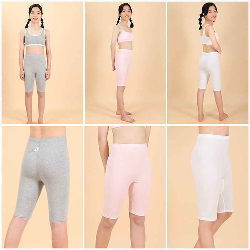 女童打底裤夏季薄款五分裤夏外穿白色中裤宝宝儿童纯棉短裤二合一