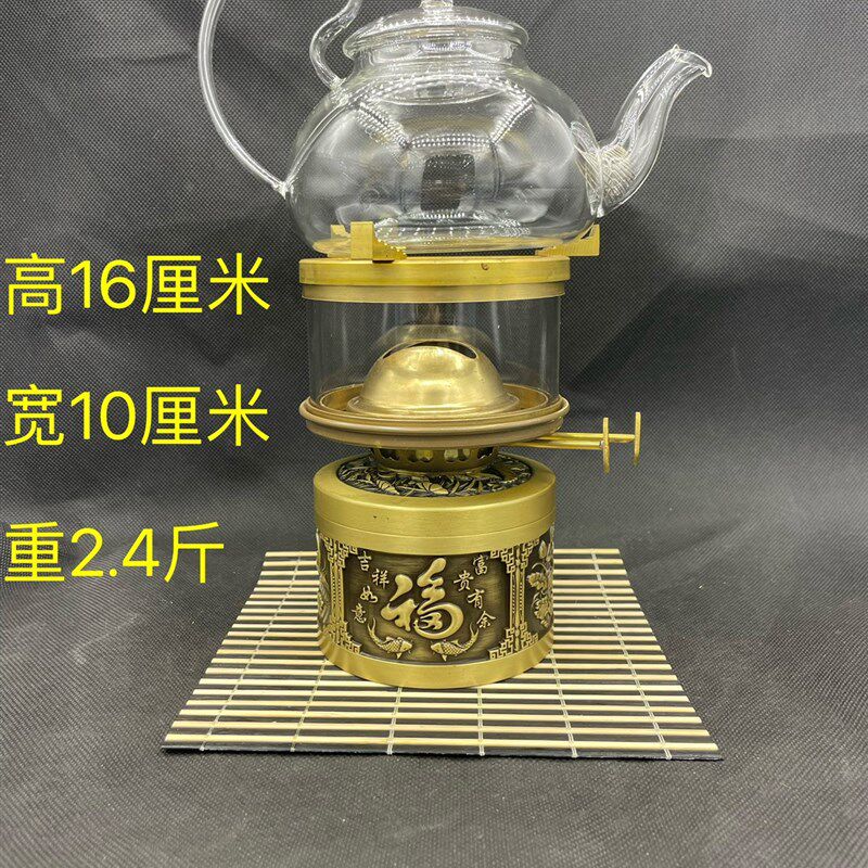 新款纯铜双灯芯聚宝盆空气茶炉,户外旅游潮汕功夫茶具,空气灯