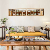 博古架实木中式 茶杯收纳置物架小型多宝阁紫砂壶茶具茶叶摆件展示