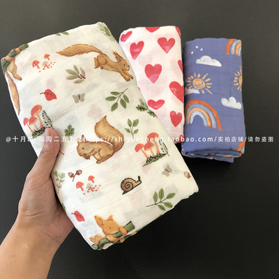 出口级muslin纱布巾70%竹+30%棉 丝滑凉爽吸水透气婴童多功能盖毯