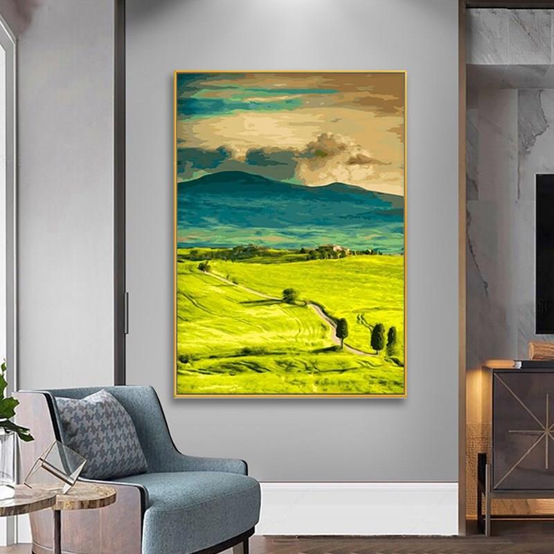数画大师数字油画diy填充玄关风景手工绘画填色油彩画涂色 远山