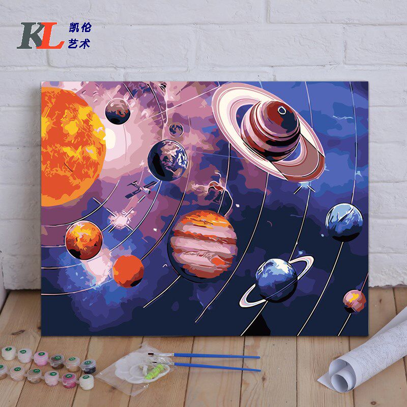 diy数字油画浩瀚宇宙 星空宇航员银河系万圣节手绘丙烯填色装饰画