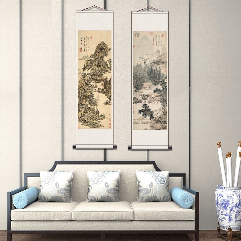 文征明品茶图已装裱条幅卷轴客厅玄关装饰画茶室酒楼挂画山水国画