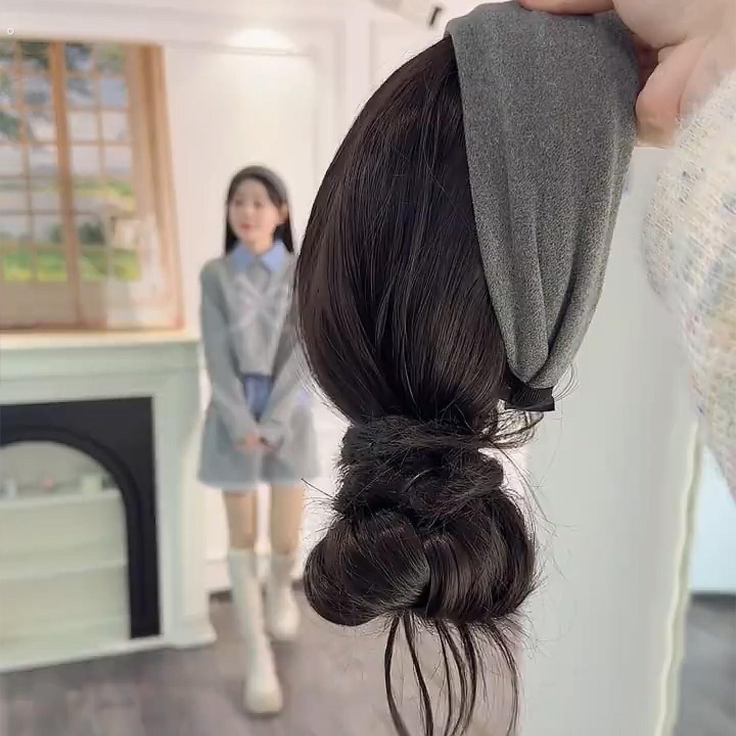 森系假发带发箍丸子头全头套女真人发丝发饰头顶高颅顶马尾百搭