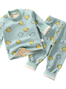 小童保暖衣套装牛奶丝加绒加厚宝宝绒衣绒裤儿童睡衣秋衣秋裤秋冬