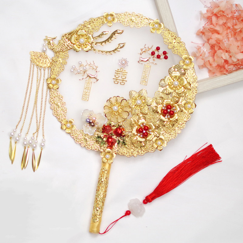 古风新娘团扇中式结婚喜扇婚礼出嫁秀禾服手捧花diy材料包成品扇,家居饰品,工艺扇/团扇/喜扇/折扇,淘宝优惠券,粉丝福利购,淘宝优惠卷