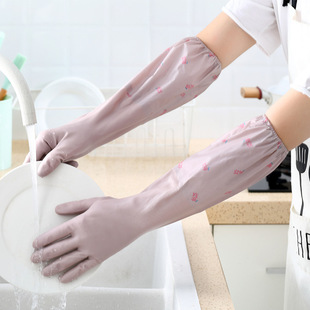 搞卫生专用手套夏天洗碗手套女厨房洗菜加绒款长筒防水洗衣服手套