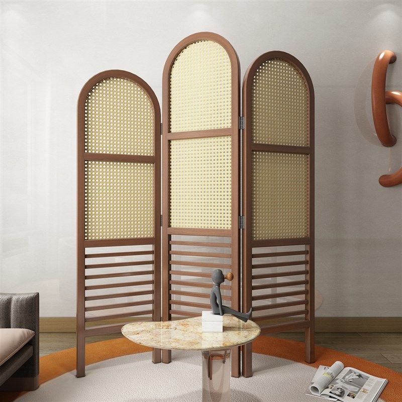 新中式实木藤编屏风简约客厅餐厅卧室玄关茶室遮挡隔断办公室折屏,住宅家具,座屏,淘宝优惠券,粉丝福利购,淘宝优惠卷