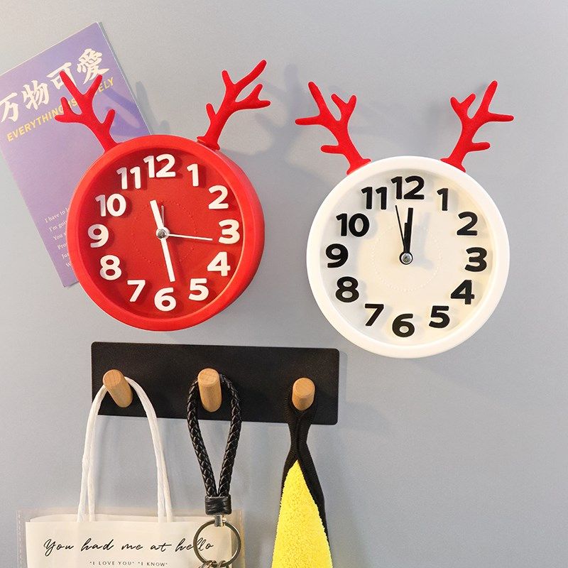 创意闹钟磁力冰箱贴可爱鹿角冰箱贴时尚冰箱贴留言贴磁吸性挂钟表,家居饰品,冰箱贴,淘宝优惠券,粉丝福利购,淘宝优惠卷