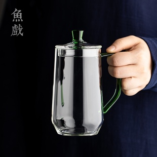 耐热玻璃杯泡绿茶专用高颜值泡茶杯家用办公室喝茶杯子水杯花茶杯