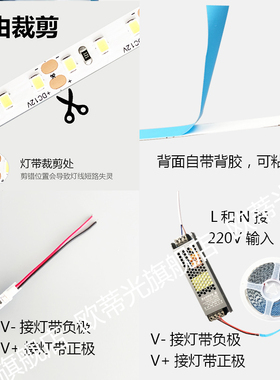 12V24V暖光色LED暖黄色灯带淡黄色灯条12伏24伏3000K超薄贴片220V