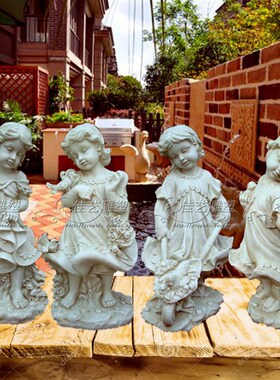 欧式玻璃钢人物雕塑艺术品客厅户外落地摆设可定制作乡村小女孩景