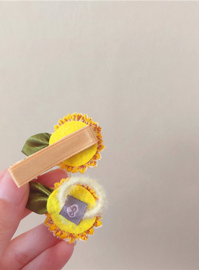 儿童向日葵发夹小号皮筋 婴幼儿女孩包布发卡 新款黄色扎啾啾发圈