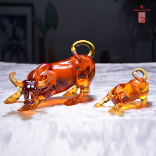 琉璃斗牛公司开业贺礼上市礼品定制刻字炒股牛办公室华尔街牛摆件