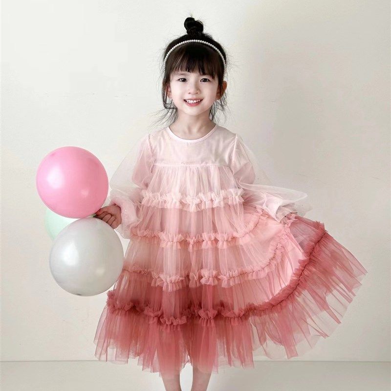 丫丫树2024新款童装春3-8岁女童渐变色连衣裙纱裙女宝宝洋气时髦,童装/婴儿装/亲子装,连衣裙,淘宝优惠券,粉丝福利购,淘宝优惠卷