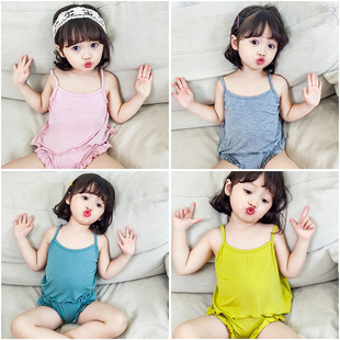 儿童睡衣女孩2021夏季童装吊带短裤两件套吸汗排湿宝宝家居服薄款