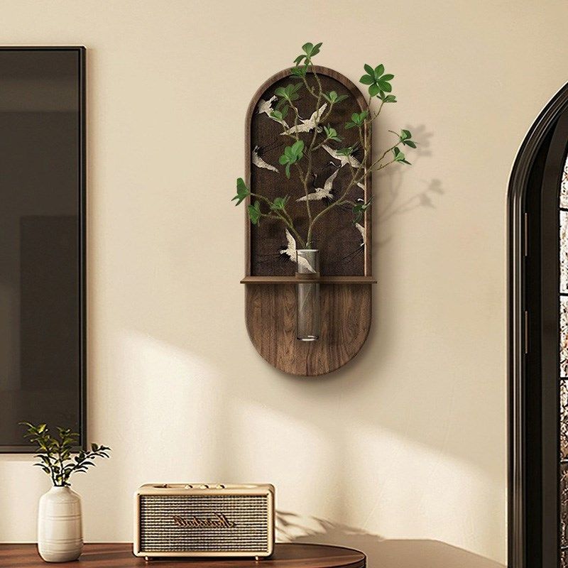 中古风电视背景墙挂件2025新款餐厅装饰画高级感水培绿植墙面装饰