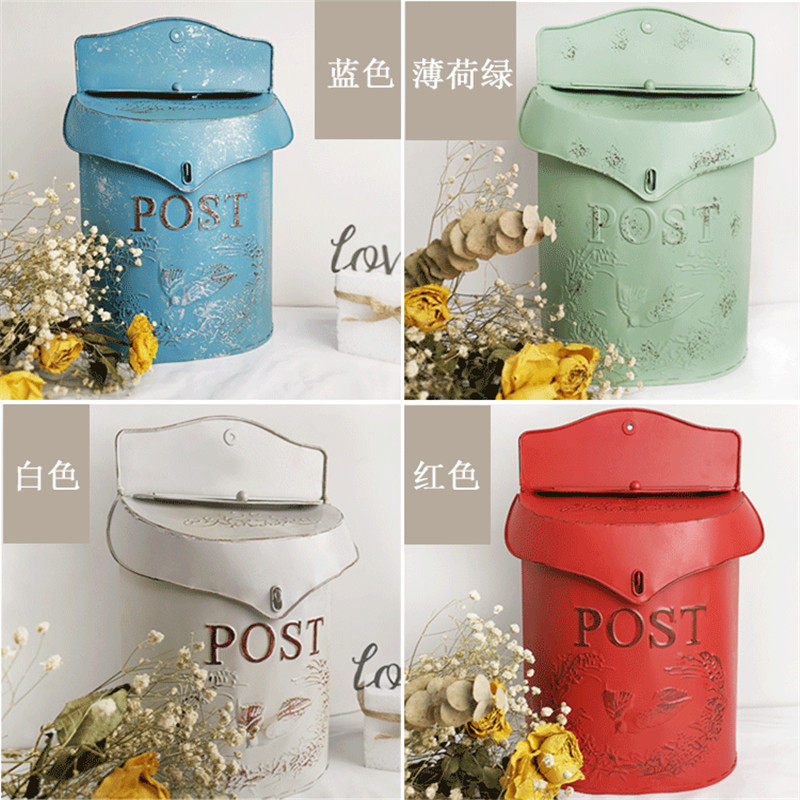 美式做旧乡村风复古铁艺信箱墙面装饰品花园壁挂庭院杂货墙壁挂件