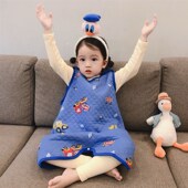 婴儿纯棉睡袍春秋冬四季 睡袋男女童宝宝睡觉防踢被 儿童夹棉背心式