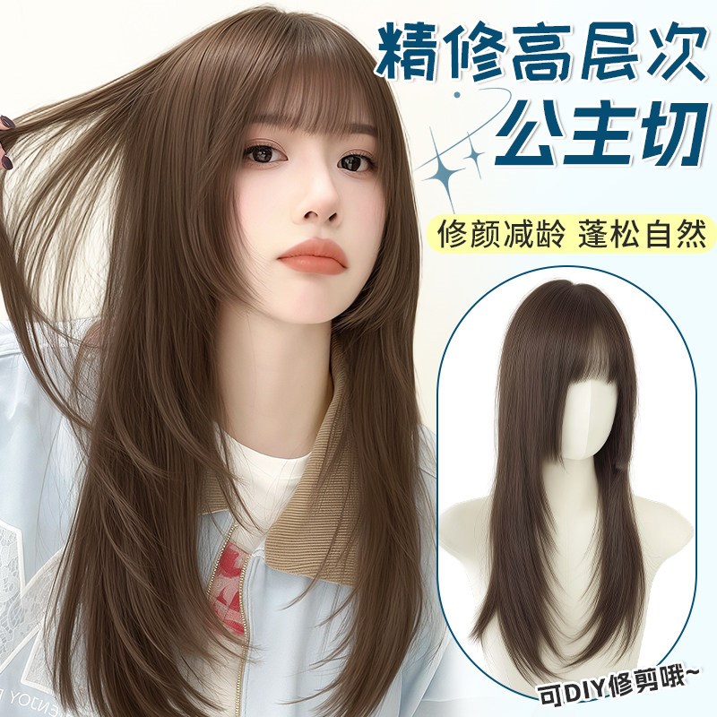 公主切刘海假发女全头套无需戴发网自然蓬松增发量无痕真发全头套
