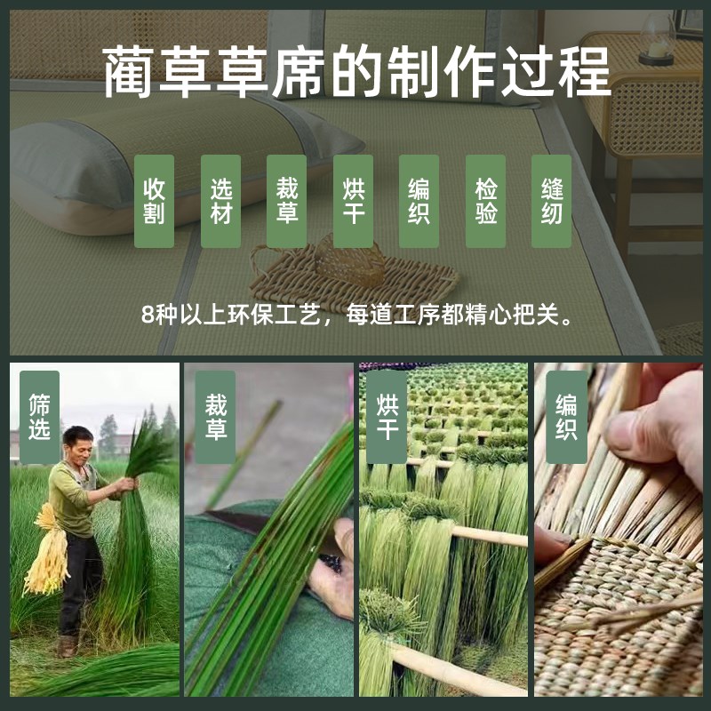 天然蔺草席凉席夏季夏天2024新款家用学生宿舍单人可折叠老式席子