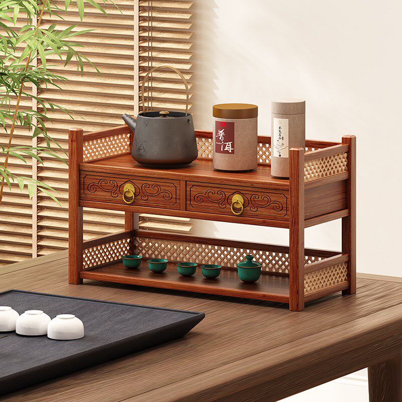 小型功夫茶杯架茶壶茶具茶桌置物架紫砂壶摆放架实木桌面博古架子