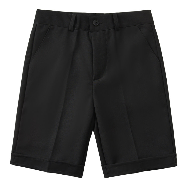 儿童西装短裤男童灰色西裤夏季薄款大童中裤背带裤小学生校服裤子