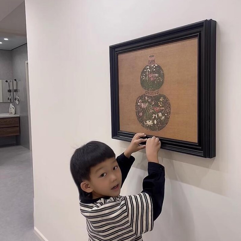 中古风隐藏电表箱装饰画餐厅过道门口推拉画高级感法式配电盒壁画