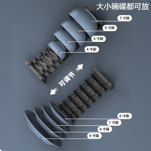 碗碟收纳架碗盘厨房抽屉收纳分隔内置碗架柜内橱柜餐具盘子置物架