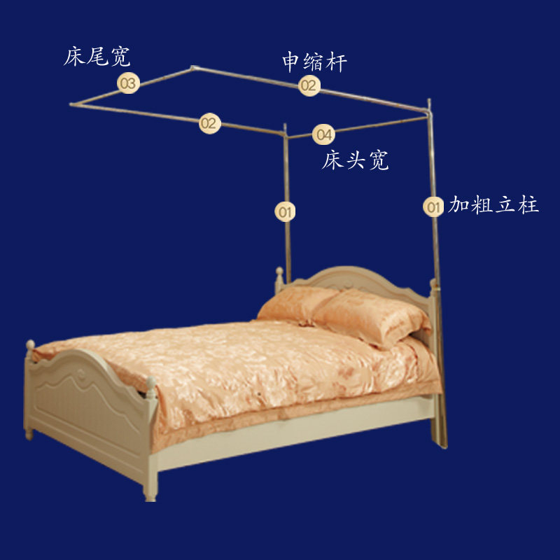 蚊帐三开门不锈钢30MM压脚式申缩加厚加密免安装不打孔订做压脚