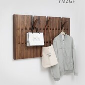 原木智工坊木条衣挂墙壁衣帽架创意实木黑胡桃白橡木玄关置物架