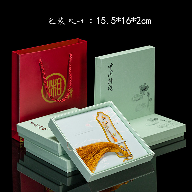 湘传礼湘绣成品文创手工双面绣书签湖南特色小工艺礼品伴手礼图片