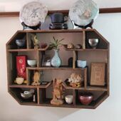 博古架实木中式 墙上置物架茶壶茶柜架茶台玄关多宝阁书架储物架子