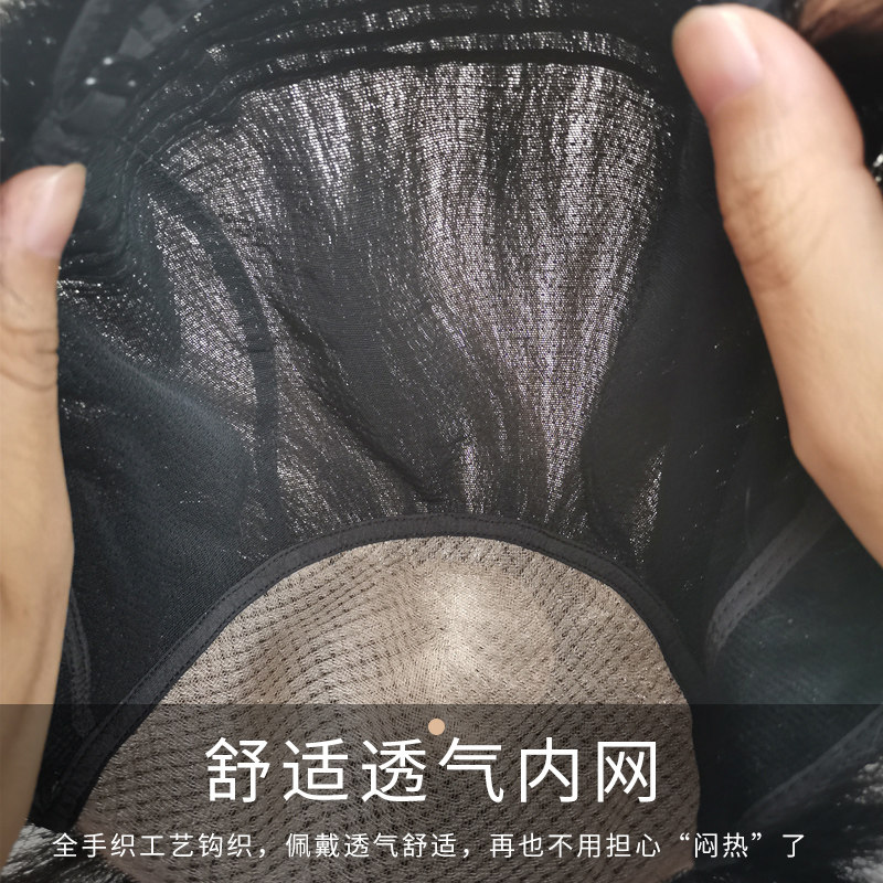 假发男式全头套短寸发平头全手织自然蓬松真发中老年逼真男士发套
