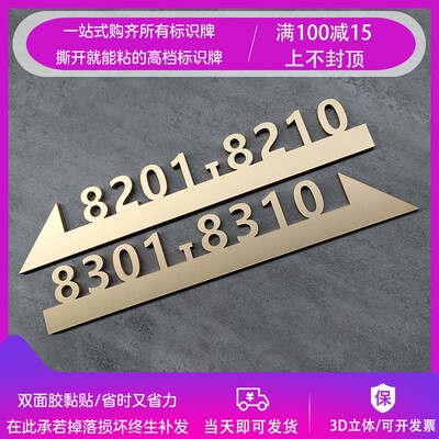 楼层索引指示牌墙贴创意数字贴纸酒店小区楼栋牌单元门牌家用自粘