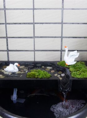 鱼缸流水摆件循环水石槽托盘古法缸造景全套生态水流罐过滤器水槽