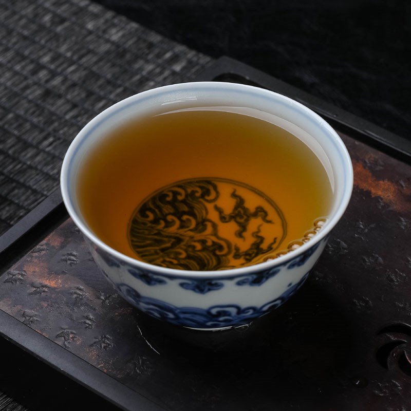 至简家居柴窑烧制茶具景德镇瓷器茶器茶碗主人杯仿明青花瓷品茗杯