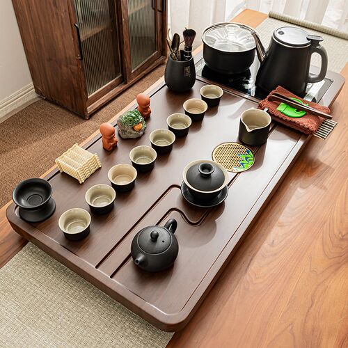 大号竹木茶盘茶具套装全自动底部上水烧水壶整套功夫茶道家用茶台