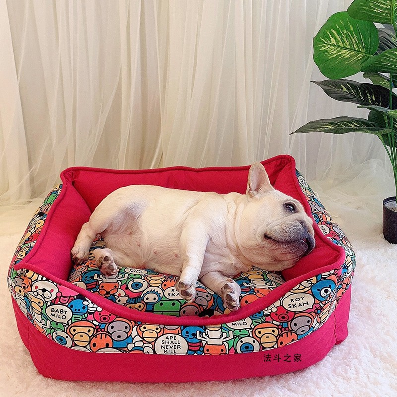 宠物狗窝狗垫猫咪猫窝棉帆布四季可用保暖加厚可拆洗耐咬卡通