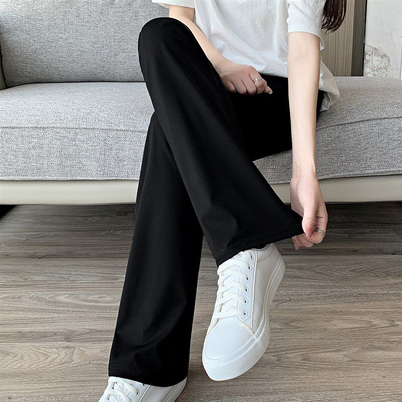 窄版阔腿裤女薄款长裤女夏季春秋黑色显瘦直筒裤高个子加长休闲裤