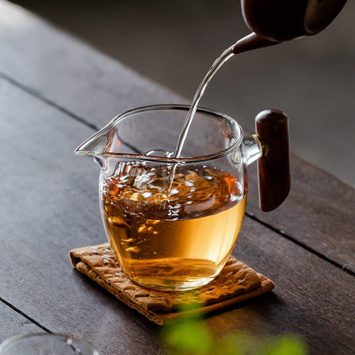 公道杯加厚玻璃耐热透明泡茶过滤功夫茶具配件茶海分茶器木把防烫