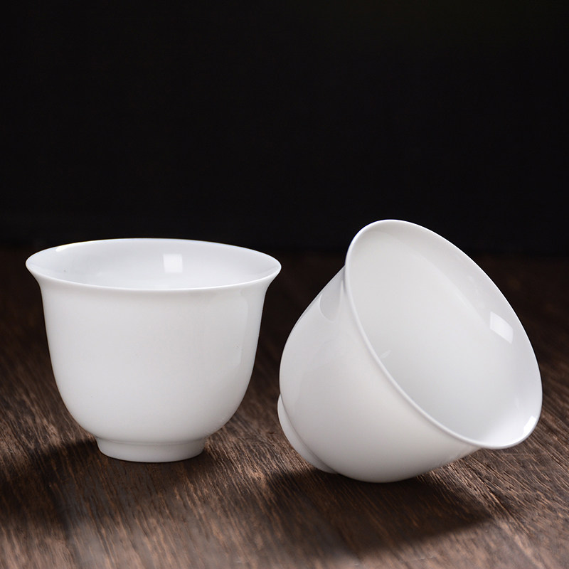 纯白骨瓷薄胎小茶杯陶瓷品茗杯潮州功夫茶泡茶喝茶杯家用茶具套装