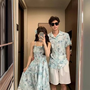 高端亲子装一家三口夏装母子衬衫2024新款夏天洋气雪纺母女连衣裙