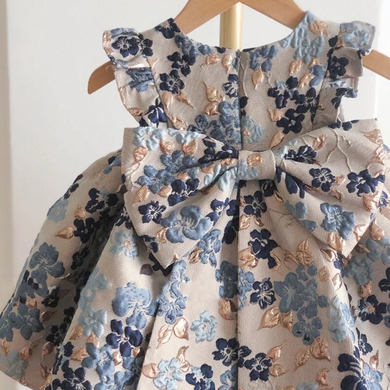 宝宝一周岁礼服女童公主裙生日宴会儿童百天婴儿婚纱碎花连衣裙夏