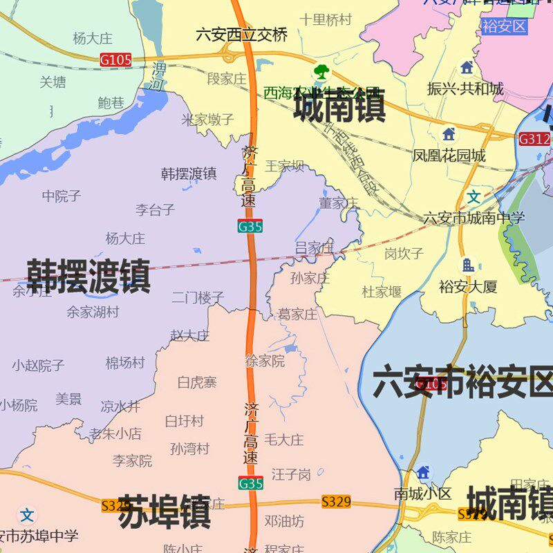 裕安区地图1.15m六安市折叠版办公室会议室贴画客厅壁画装饰画