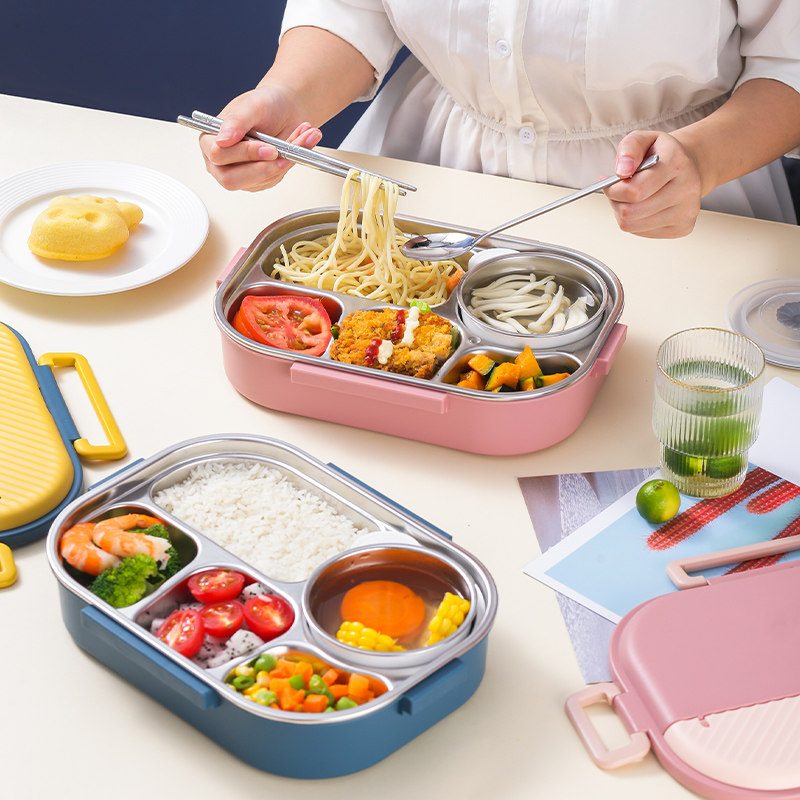 304不锈钢小学生专用保温饭盒儿童分隔型格便当盒食堂打饭餐盒女