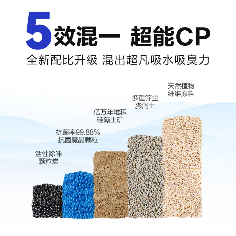 倔强的尾巴硅藻土混合猫砂无尘豆腐8包除臭膨润土宠物用品冲厕所