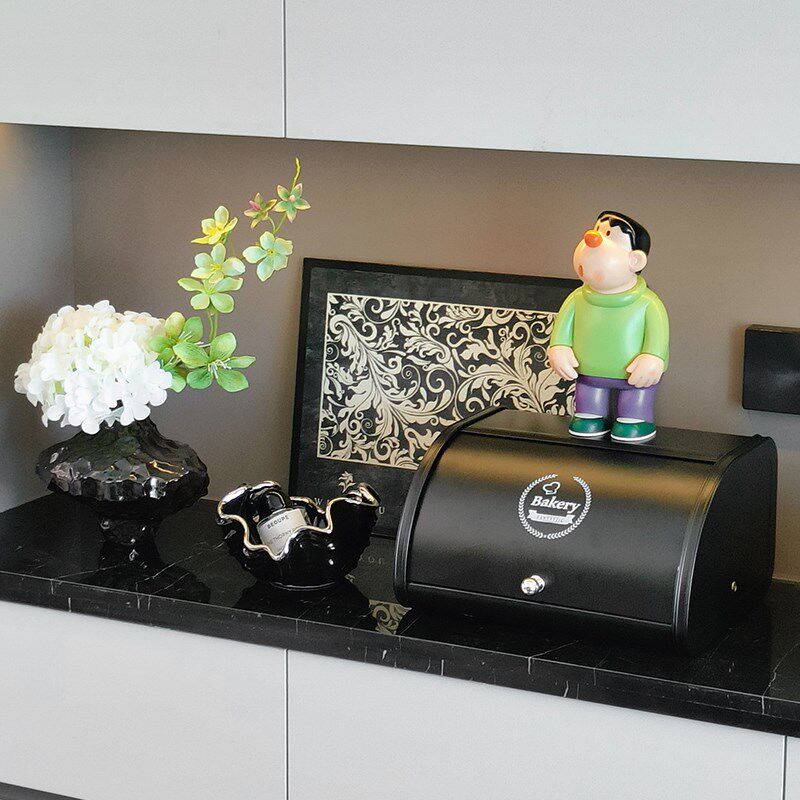 黑色软装入户玄关收纳摆件钥匙储物盒客厅电视柜装饰品桌面置物架